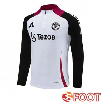 Training Sweatshirt Manchester United Blanc Noir 2025/2026