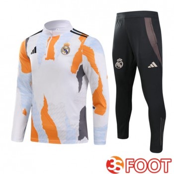 Ensemble Survetement De Foot Real Madrid Blanc Jaune 2025/2026