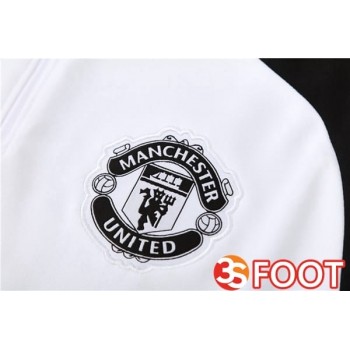 Ensemble Survetement De Foot Manchester United Blanc Noir 2025/2026