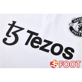 Ensemble Survetement De Foot Manchester United Blanc Noir 2025/2026