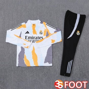 Ensemble Survetement De Foot Real Madrid Blanc Jaune 2025/2026