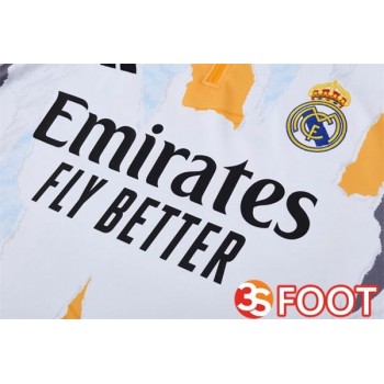 Ensemble Survetement De Foot Real Madrid Blanc Jaune 2025/2026