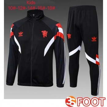 Ensemble Survetement De Foot - Veste Manchester United Enfant Noir 2025/2026