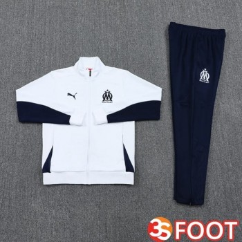 Ensemble Survetement De Foot - Veste Marseille OM Blanc 2025/2026