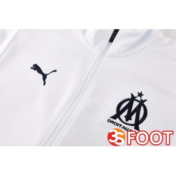Ensemble Survetement De Foot - Veste Marseille OM Blanc 2025/2026