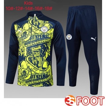 Ensemble Survetement De Foot Manchester City Enfant Vert Bleu Royal 2025/2026