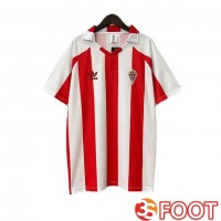 Maillot De Foot Sporting Gijon Retro Domicile Blanc Rouge 1986-1987