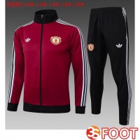 Ensemble Survetement De Foot - Veste Manchester United Enfant Rouge 2025/2026