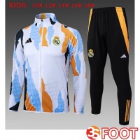 Ensemble Survetement De Foot - Veste Real Madrid Enfant Blanc Jaune 2025/2026