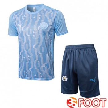 Ensemble Training T-Shirts Manchester City + Shorts Bleu 2025/2026