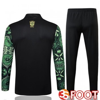 Ensemble Survetement De Foot Bresil Vert Noir 2025/2026