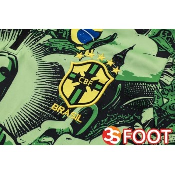 Ensemble Survetement De Foot Bresil Vert Noir 2025/2026