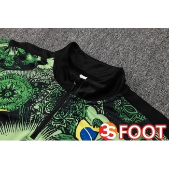 Ensemble Survetement De Foot Bresil Vert Noir 2025/2026
