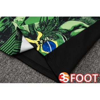 Ensemble Survetement De Foot Bresil Vert Noir 2025/2026