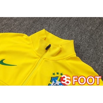 Ensemble Survetement De Foot - Veste Bresil Jaune 2025/2026
