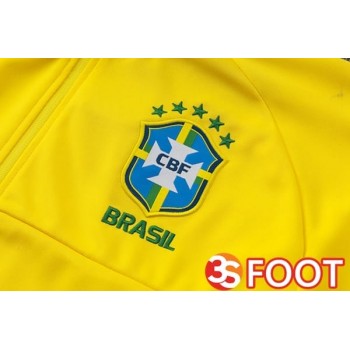 Ensemble Survetement De Foot - Veste Bresil Jaune 2025/2026