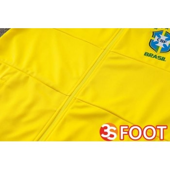 Ensemble Survetement De Foot - Veste Bresil Jaune 2025/2026