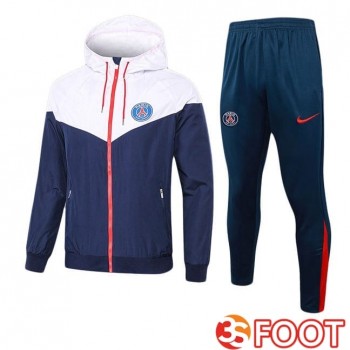 Survetement De Foot - Coupe Vent Paris PSG Blanc Bleu Royal 2025/2026