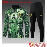 Ensemble Survetement De Foot Bresil Enfant Vert 2025/2026