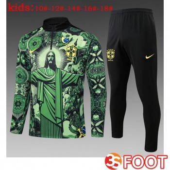 Ensemble Survetement De Foot Bresil Enfant Vert 2025/2026