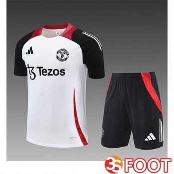 Ensemble Training T-Shirts Manchester United Enfant Blanc/Noir/Rouge 2025/2026