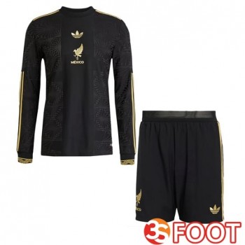 Maillot Foot Equipe De Mexique Enfant Manche Longue Noir Jaune 2025/2026