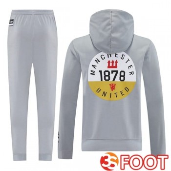 Survetement De Foot - Sweat A Capuche Manchester United Gris 2025/2026