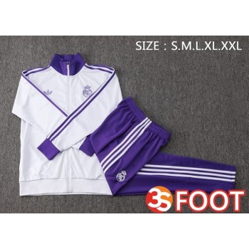 Ensemble Survetement De Foot - Veste Real Madrid Pourpre Blanc 2025/2026