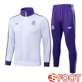 Ensemble Survetement De Foot - Veste Real Madrid Pourpre Blanc 2025/2026
