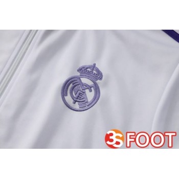 Ensemble Survetement De Foot - Veste Real Madrid Pourpre Blanc 2025/2026