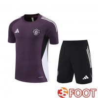 Ensemble Training T-Shirts Manchester United + Shorts Pourpre 2025/2026