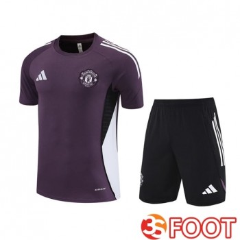 Ensemble Training T-Shirts Manchester United + Shorts Pourpre 2025/2026