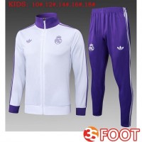 Ensemble Survetement De Foot - Veste Real Madrid Enfant Pourpre Blanc 2025/2026