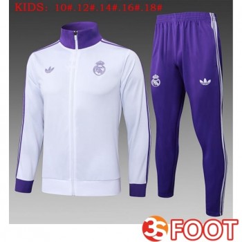 Ensemble Survetement De Foot - Veste Real Madrid Enfant Pourpre Blanc 2025/2026