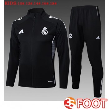 Ensemble Survetement De Foot - Veste Real Madrid Enfant Noir 2025/2026