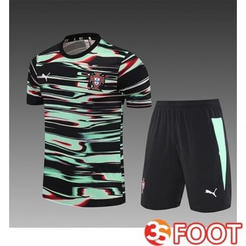Ensemble Training T-Shirts Portugal Enfant Noir/Vert 2025/2026
