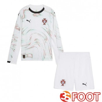 Maillot Foot Equipe De Portugal Enfant Exterieur Manche Longue Blanc 2025/2026