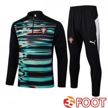 Ensemble Survetement De Foot Portugal Vert Noir 2025/2026