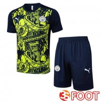 Ensemble Training T-Shirts Manchester City + Shorts Bleu Royal Jaune 2025/2026