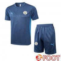 Ensemble Training T-Shirts Manchester City + Shorts Bleu Royal 2025/2026