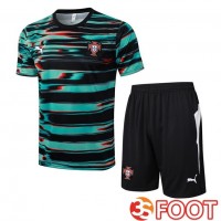Ensemble Training T-Shirts Portugal + Shorts Noir Vert 2025/2026