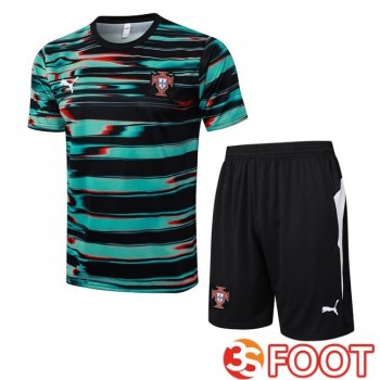 Ensemble Training T-Shirts Portugal + Shorts Noir Vert 2025/2026