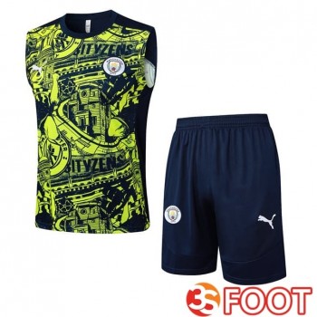 Gilet Foot Manchester City + Shorts Bleu Royal Vert 2025/2029
