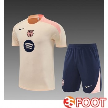 Ensemble Training T-Shirts FC Barcelone Enfant Beige/Rose 2025/2026