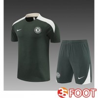 Ensemble Training T-Shirts FC Chelsea Enfant Vert/Blanc 2025/2026