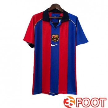 Maillot De Foot FC Barcelone Retro Domicile Bleu Rouge 2001-2002