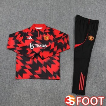 Ensemble Survetement De Foot Manchester United Rouge Noir 2025/2026