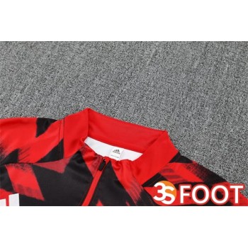 Ensemble Survetement De Foot Manchester United Rouge Noir 2025/2026