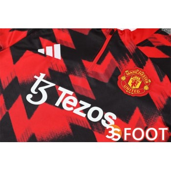 Ensemble Survetement De Foot Manchester United Rouge Noir 2025/2026