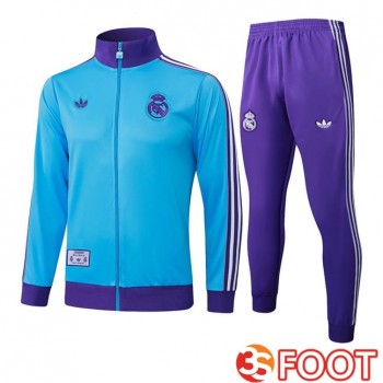 Ensemble Veste Survetement De Foot Real Madrid Bleu 2025/2026